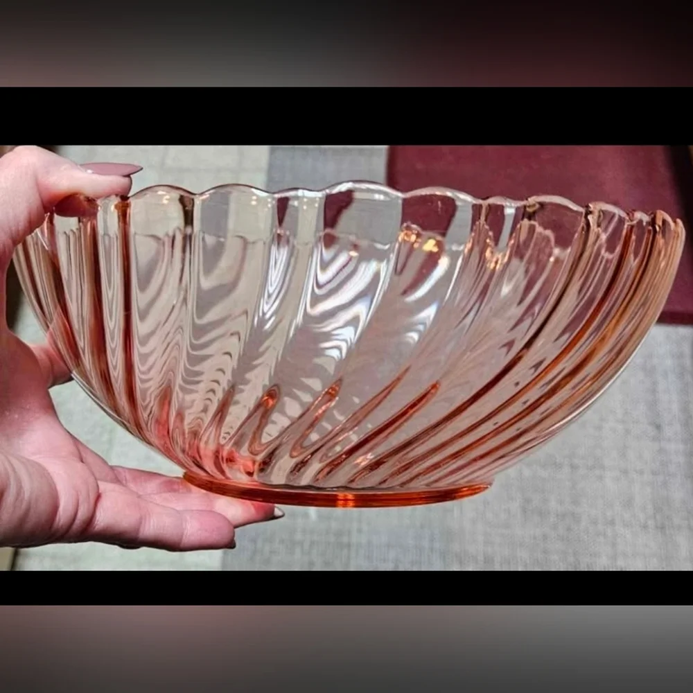 Vintage Arcoroc France ROSALINE Pink Swirl Glass 9